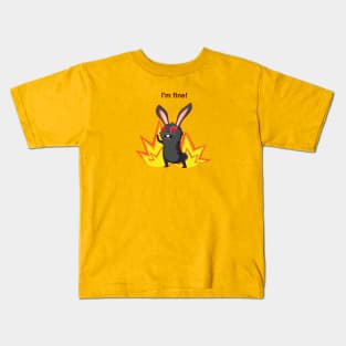 Everything is fine meme with black rabbit Kids T-Shirt